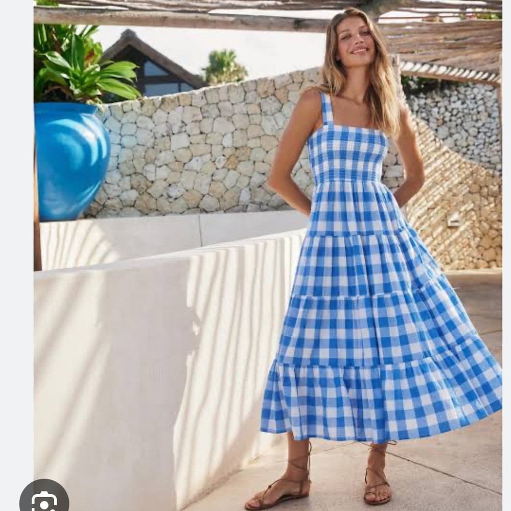 Mister Zimi Blue White Gingham Maxi Dress 12